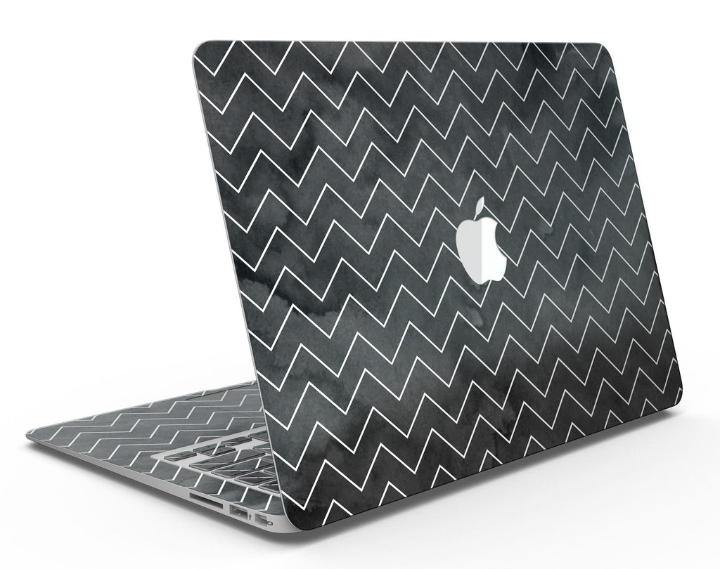 MacBook Skin Set – “Black Watercolor with White Chevron