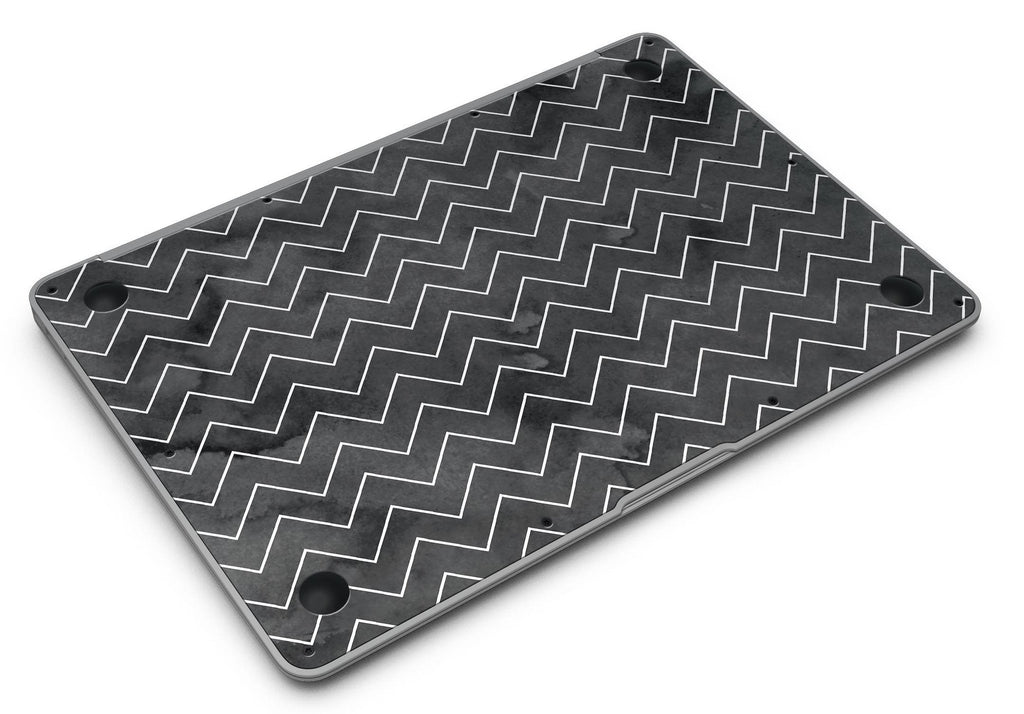 MacBook Skin Set – “Black Watercolor with White Chevron