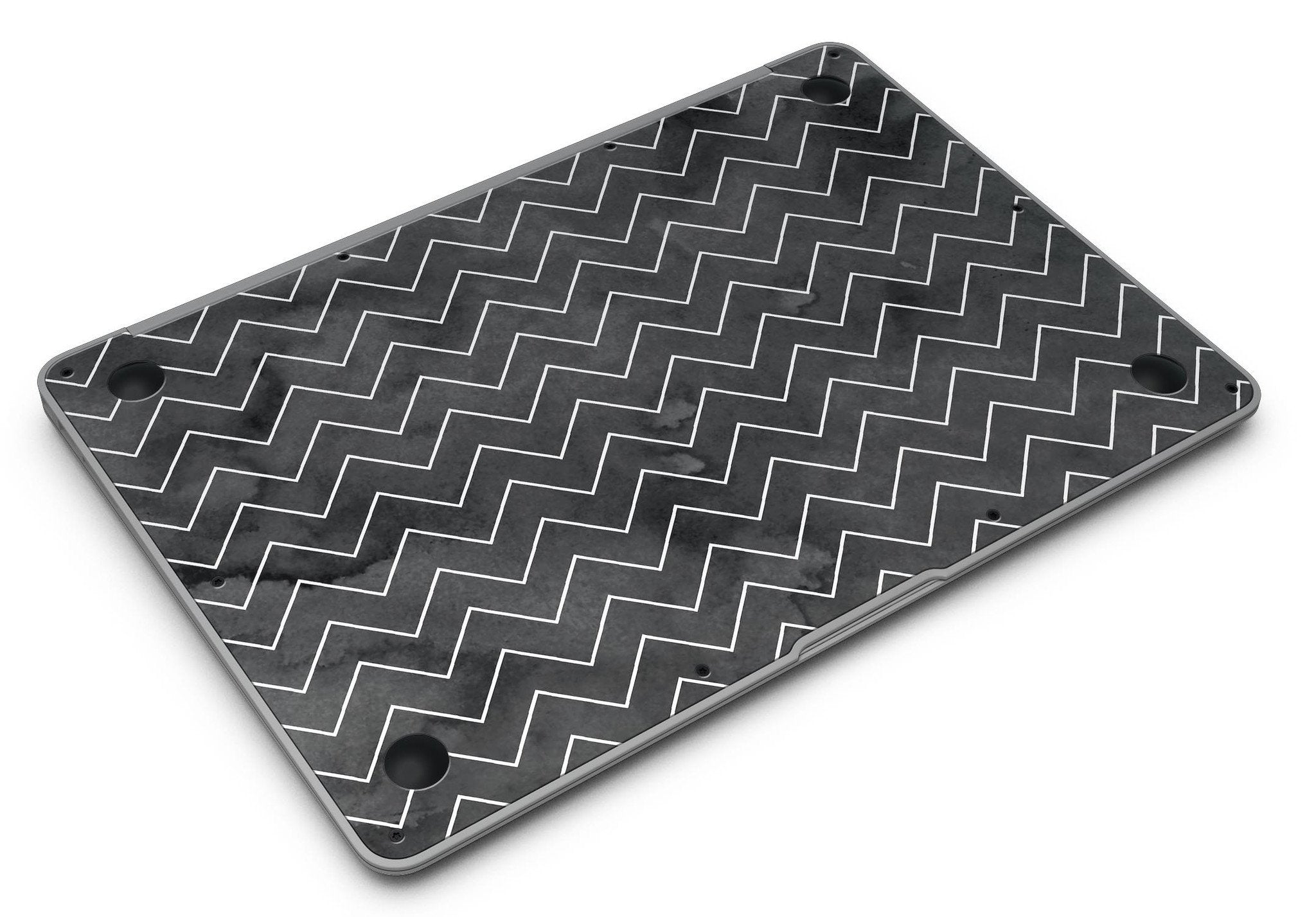 MacBook Skin Set – “Black Watercolor with White Chevron