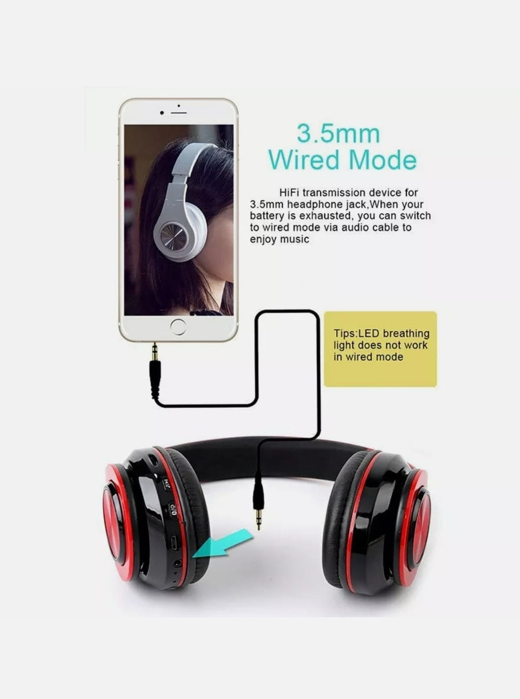ARX Sound Z10 — HIFI Bluetooth 5.0 Headphones | LED Breathing Light | TF Card | 10H Battery