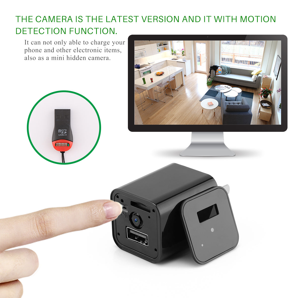 ARX Covert C1 — 1080P Hidden Camera USB Wall Charger | Motion Detection | Loop Recording