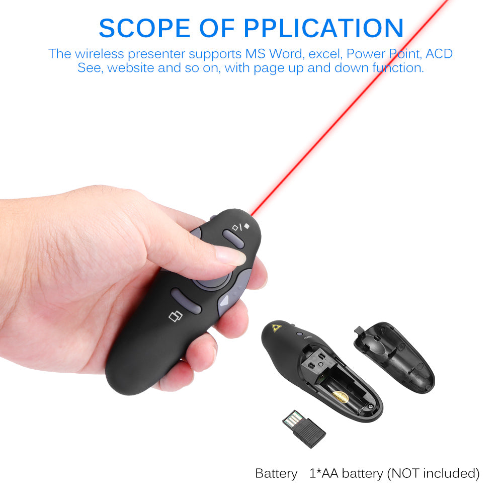 ARX Presenter P1 — Wireless Presenter & Red Laser Pointer | 2.4GHz | 10m Range | Plug & Play