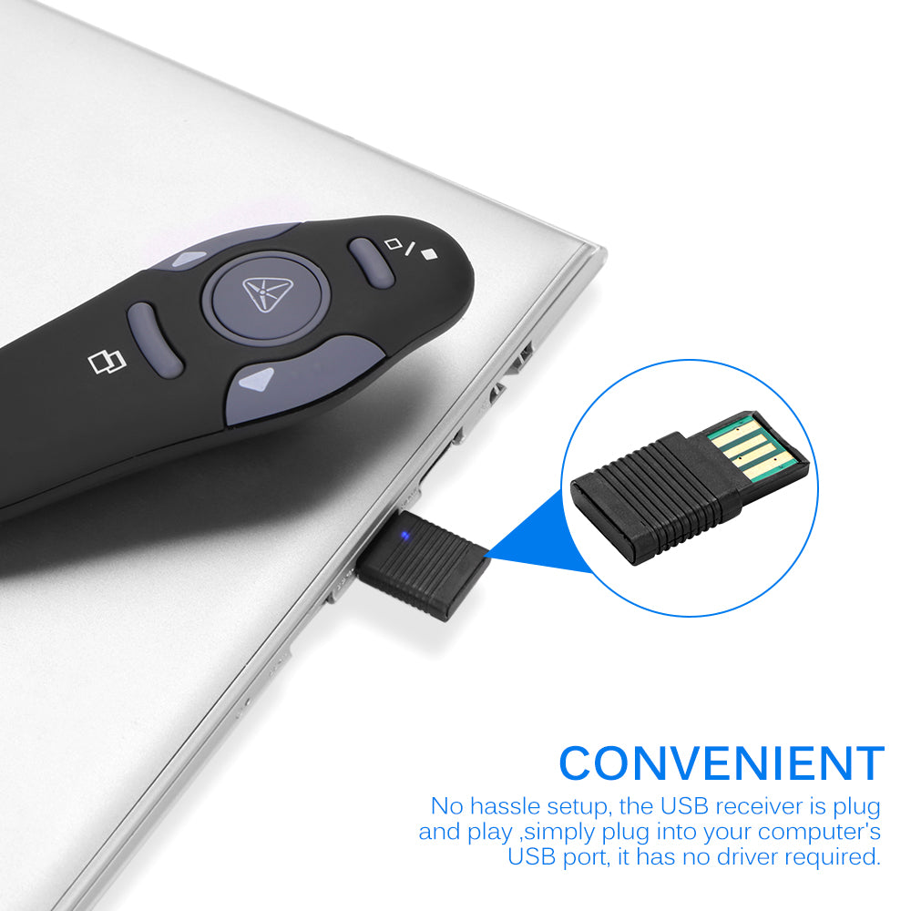 ARX Presenter P1 — Wireless Presenter & Red Laser Pointer | 2.4GHz | 10m Range | Plug & Play
